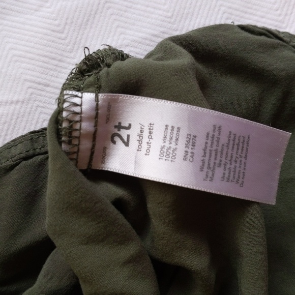 carter's olive green viscose button down blouse 2T toddler girls - Picture 3 of 4